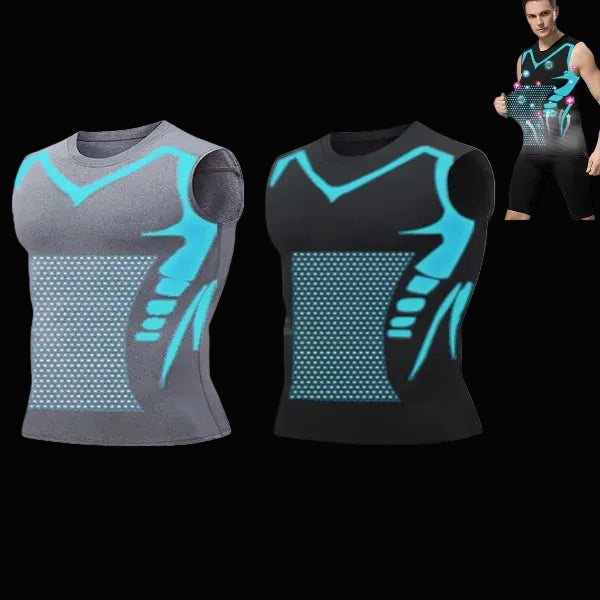 Summer Men Shapewear Ionic Shaping Vest Sleeveless Shirt Tight Compression Shirts Tank Top Body Shaper Breathable Ice Silk Vest